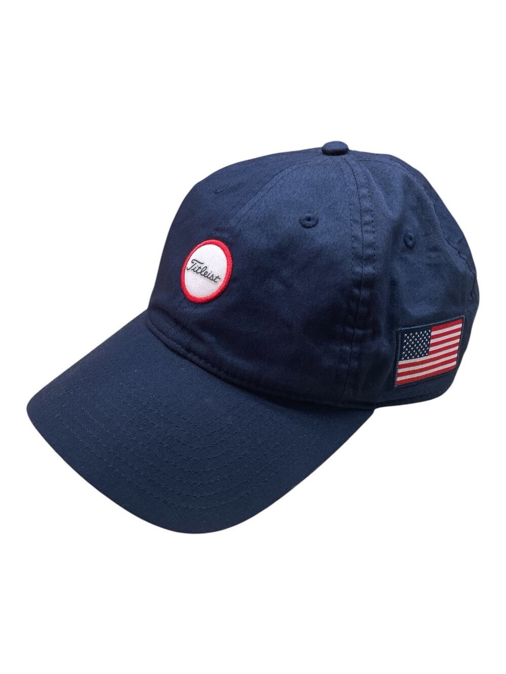 Titleist USA Flag Cap Golf Hat Navy Blue Adjustable Strapback Cotton Logo